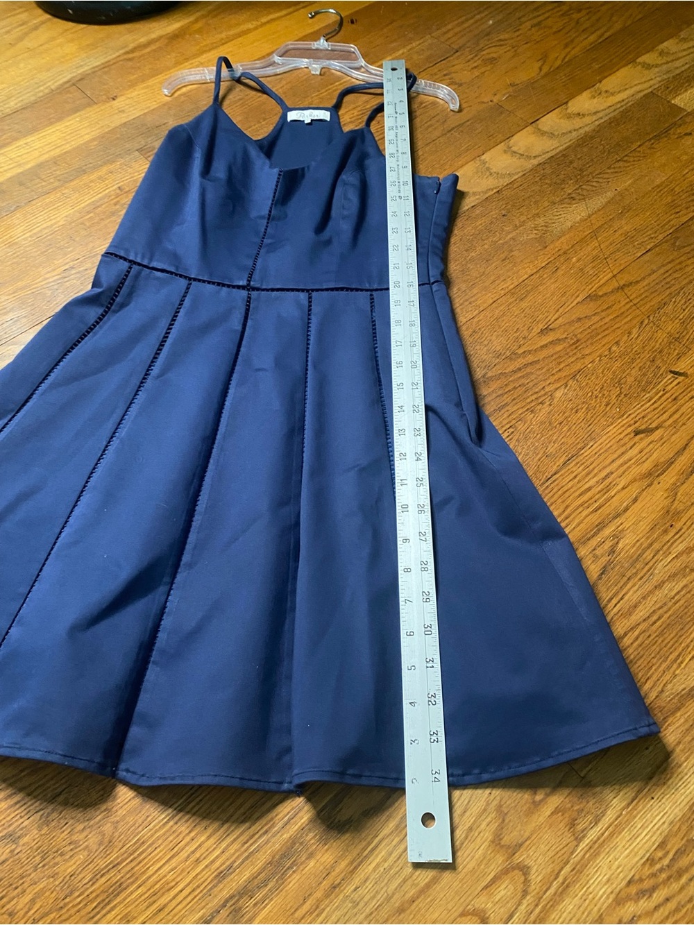 Parker Navy Pleated Mini Dress Size M Spaghetti Strap Date Night - Picture 8 of 10